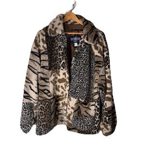 Vintage Animal Print Jacket Coat Preston York Medium Polyester Acrylic